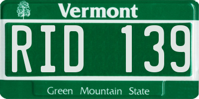 VT license plate RID139