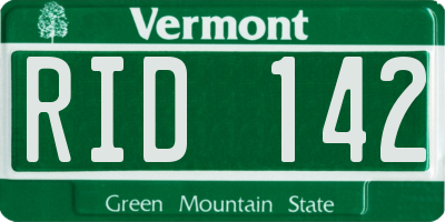 VT license plate RID142