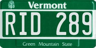 VT license plate RID289