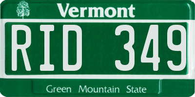 VT license plate RID349