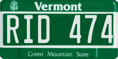 VT license plate RID474