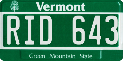 VT license plate RID643