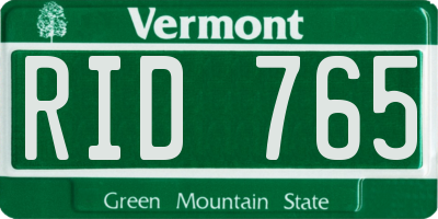 VT license plate RID765