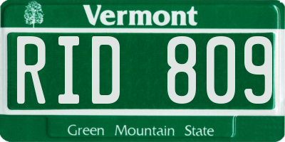 VT license plate RID809