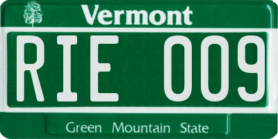VT license plate RIE009