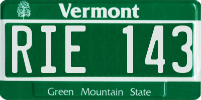 VT license plate RIE143