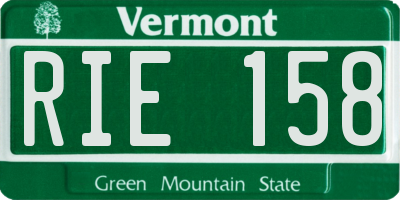 VT license plate RIE158