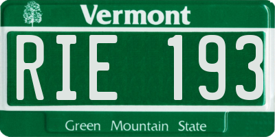 VT license plate RIE193