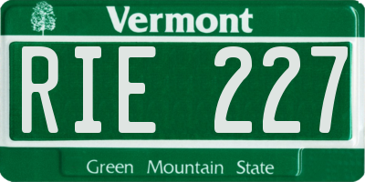 VT license plate RIE227