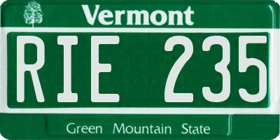 VT license plate RIE235