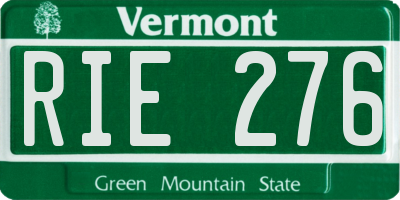 VT license plate RIE276