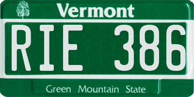 VT license plate RIE386