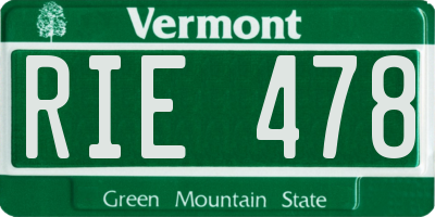 VT license plate RIE478