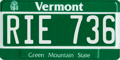 VT license plate RIE736