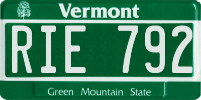 VT license plate RIE792