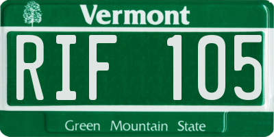 VT license plate RIF105