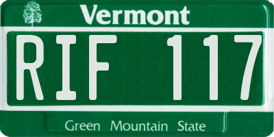 VT license plate RIF117