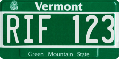 VT license plate RIF123