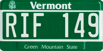 VT license plate RIF149