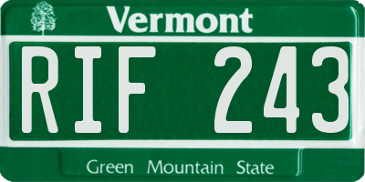 VT license plate RIF243