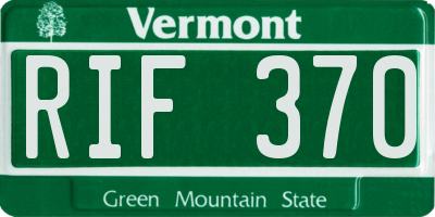 VT license plate RIF370