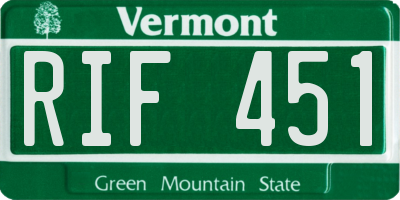 VT license plate RIF451