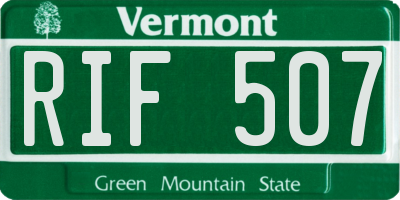 VT license plate RIF507