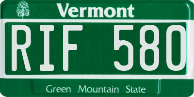 VT license plate RIF580