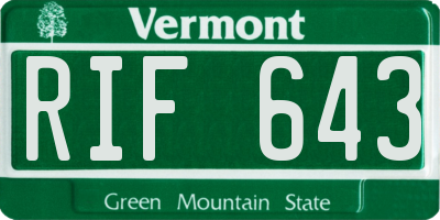 VT license plate RIF643
