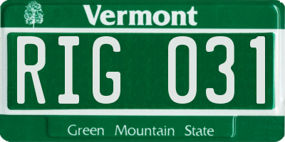 VT license plate RIG031