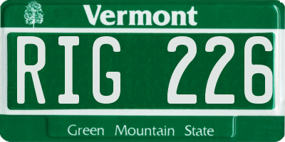 VT license plate RIG226