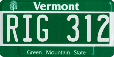 VT license plate RIG312