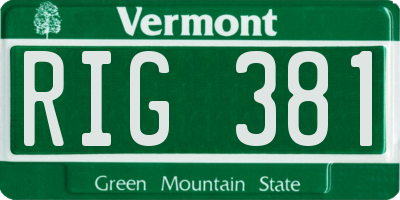 VT license plate RIG381