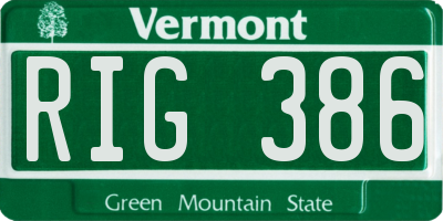 VT license plate RIG386