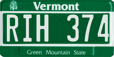 VT license plate RIH374