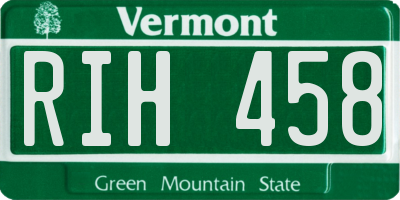 VT license plate RIH458