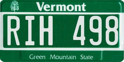 VT license plate RIH498