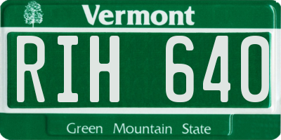 VT license plate RIH640