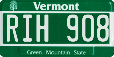 VT license plate RIH908
