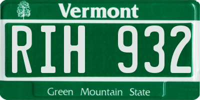 VT license plate RIH932