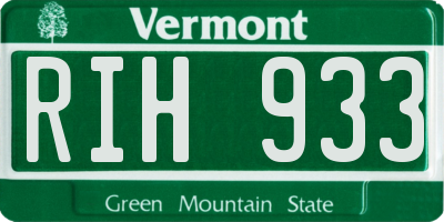 VT license plate RIH933