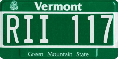 VT license plate RII117