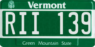 VT license plate RII139