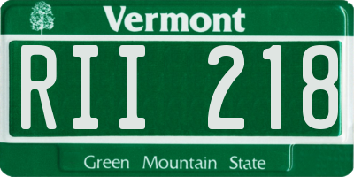 VT license plate RII218