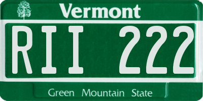 VT license plate RII222