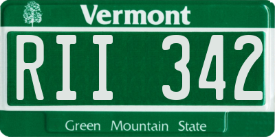 VT license plate RII342