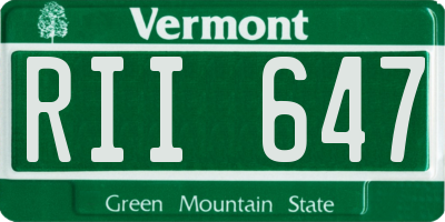 VT license plate RII647