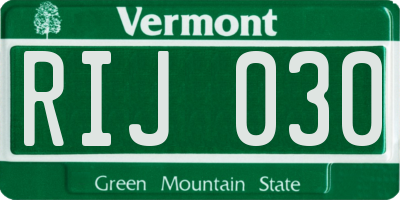VT license plate RIJ030
