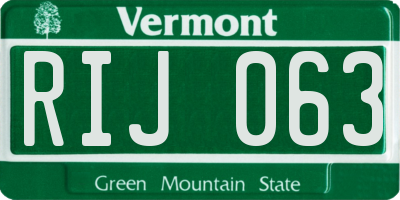 VT license plate RIJ063