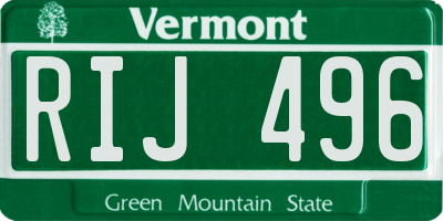 VT license plate RIJ496